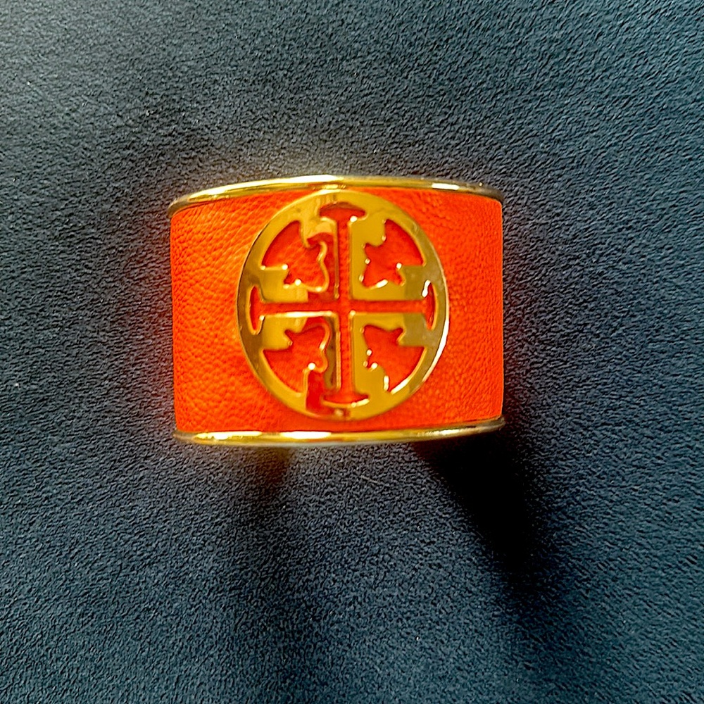 Tory Burch Orange and Gold Cuff Bracelet